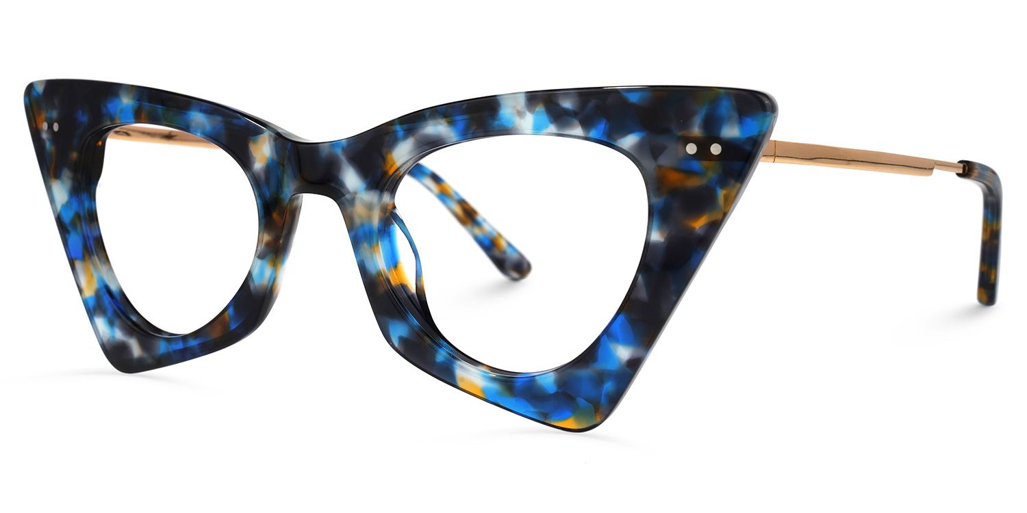 Gretchen - Geometric Blue/Black Eyeglasses - 2