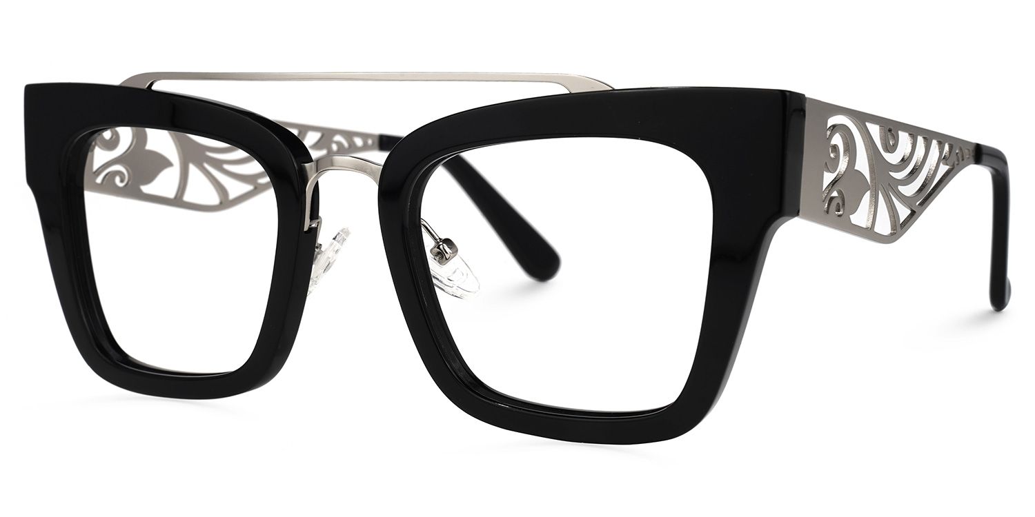 Vaughn - Aviator Black Eyeglasses | Vooglam Front View