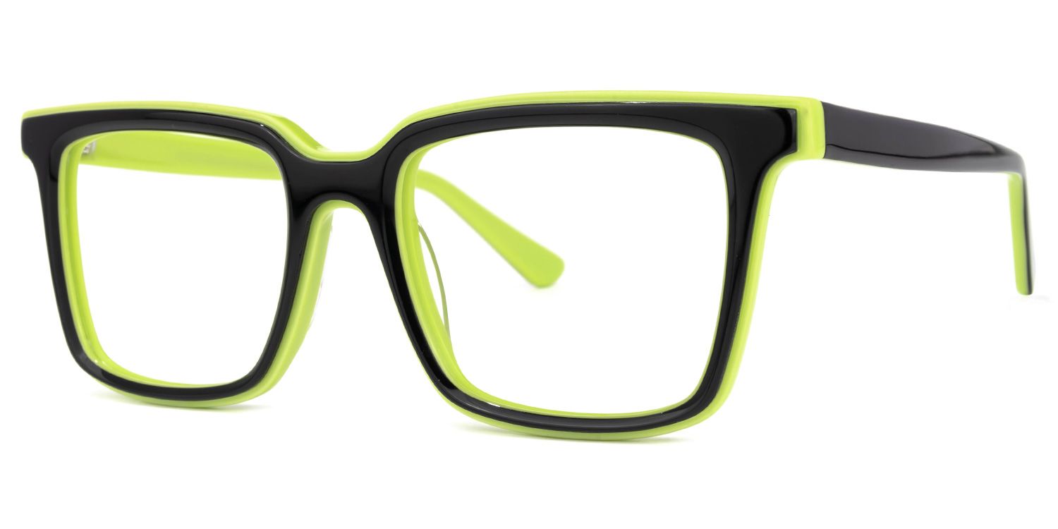 Chelsie - Rectangle Green Eyeglasses | Vooglam Front View