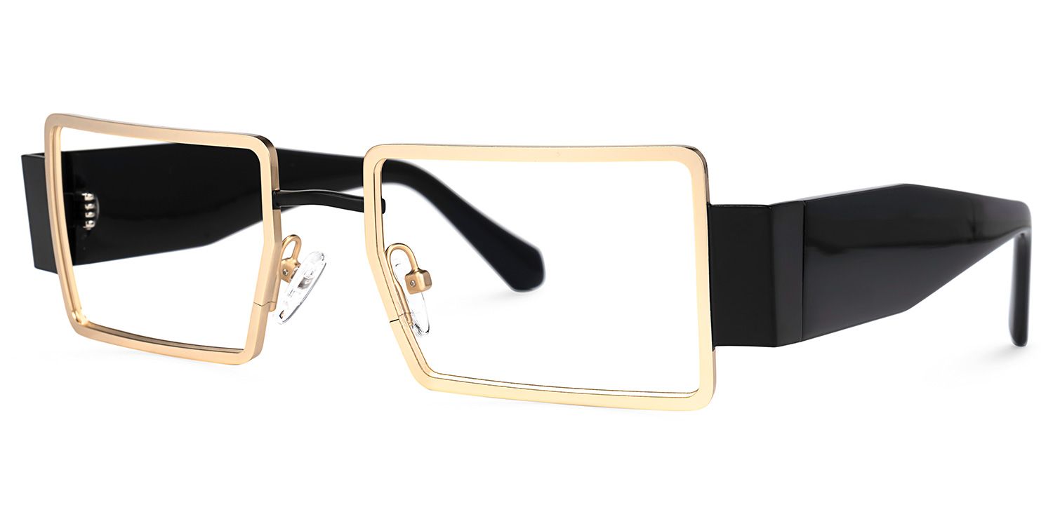 Anitta - Rectangle Gold Eyeglasses | Vooglam Front View