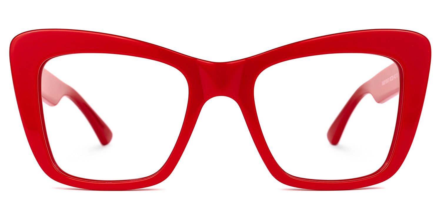 Dewanna - Rectangle Red Eyeglasses | Vooglam Angle View