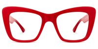 Dewanna - Rectangle Red Eyeglasses | Vooglam Angle View