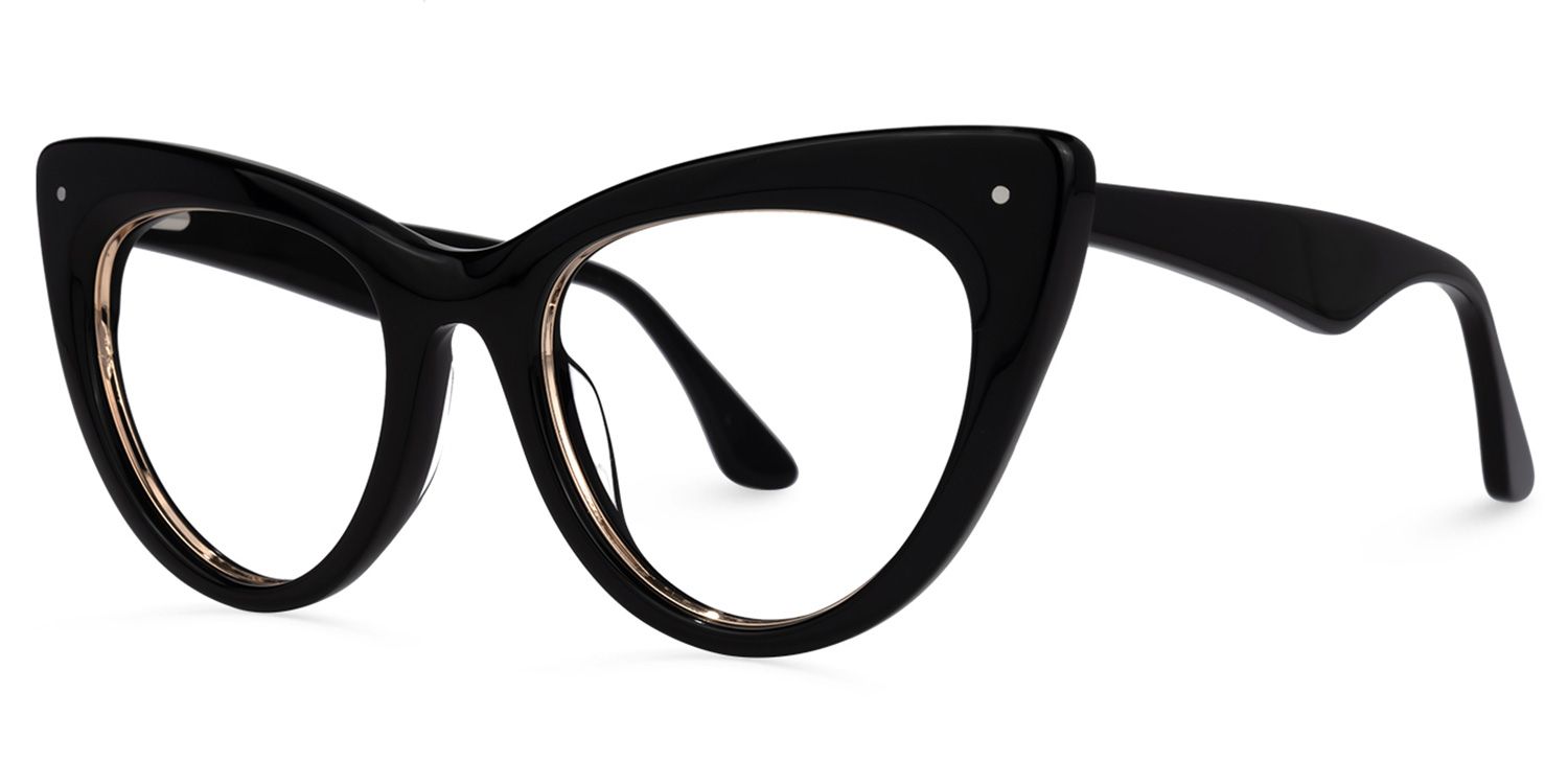 Akua - Cat Eye Black Eyeglasses | Vooglam Front View