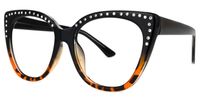 Abla - Cat Eye Black/Tortoise Eyeglasses | Vooglam Front View