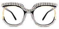Mancha - Square White Eyeglasses | Vooglam Angle View