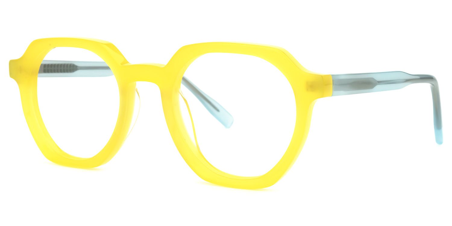 Geometric Yellow Eyeglasses | Vooglam.com Front View