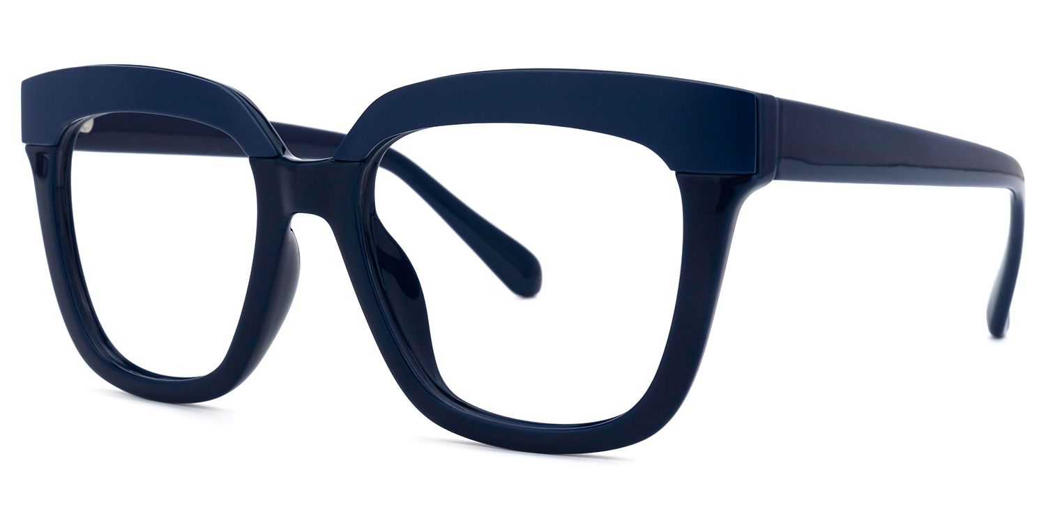 Britney - Square Blue Eyeglasses | Vooglam Front View