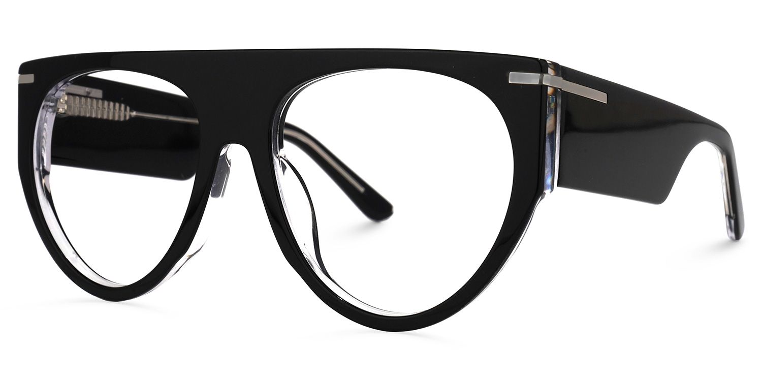 Beltran - Aviator Black Eyeglasses | Vooglam Front View