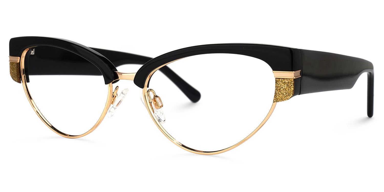 Browline Black Eyeglasses | Vooglam.com Front View