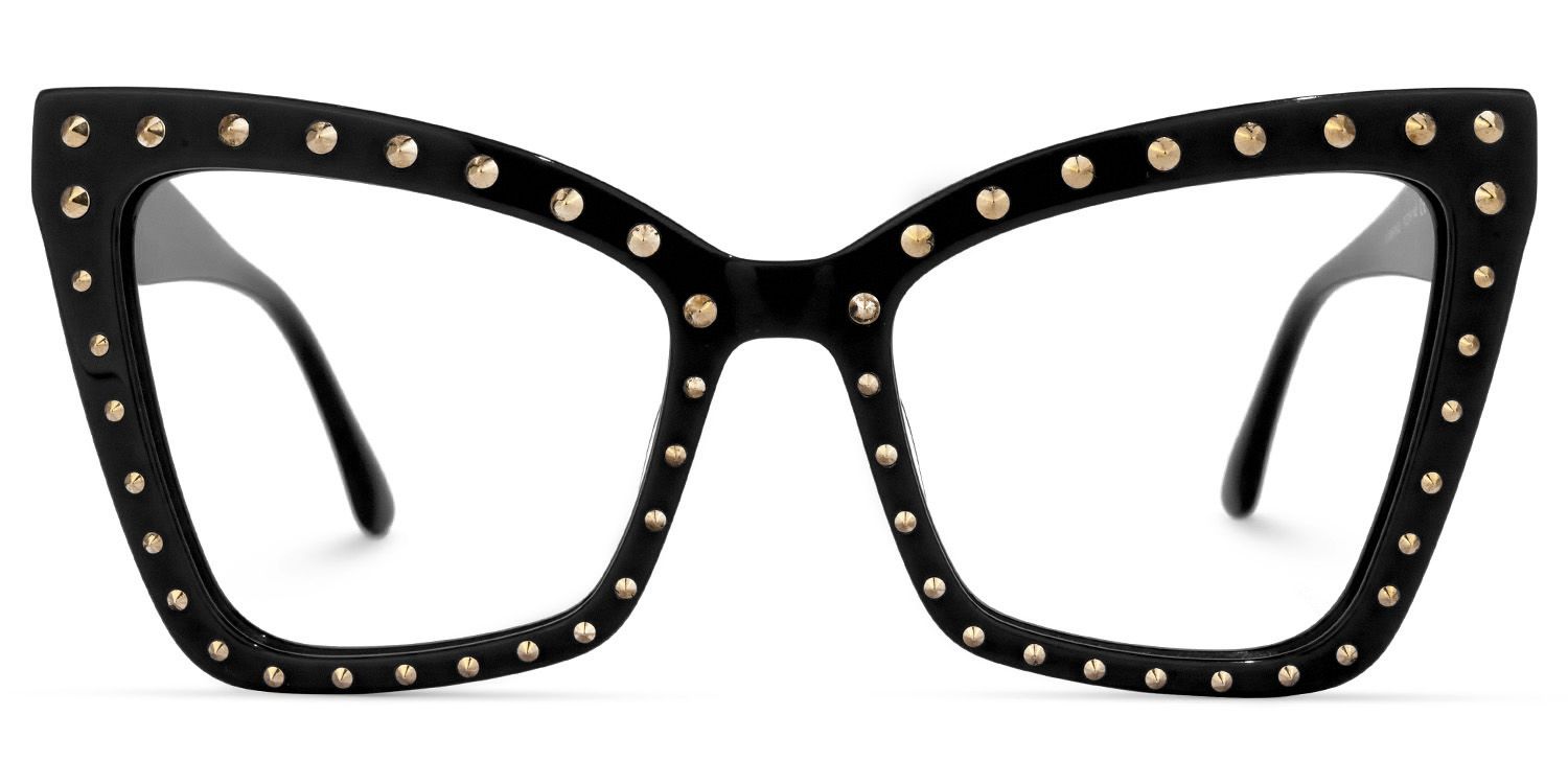 Cyndi - Square Black Eyeglasses | Vooglam Angle View