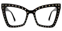 Cyndi - Square Black Eyeglasses | Vooglam Angle View