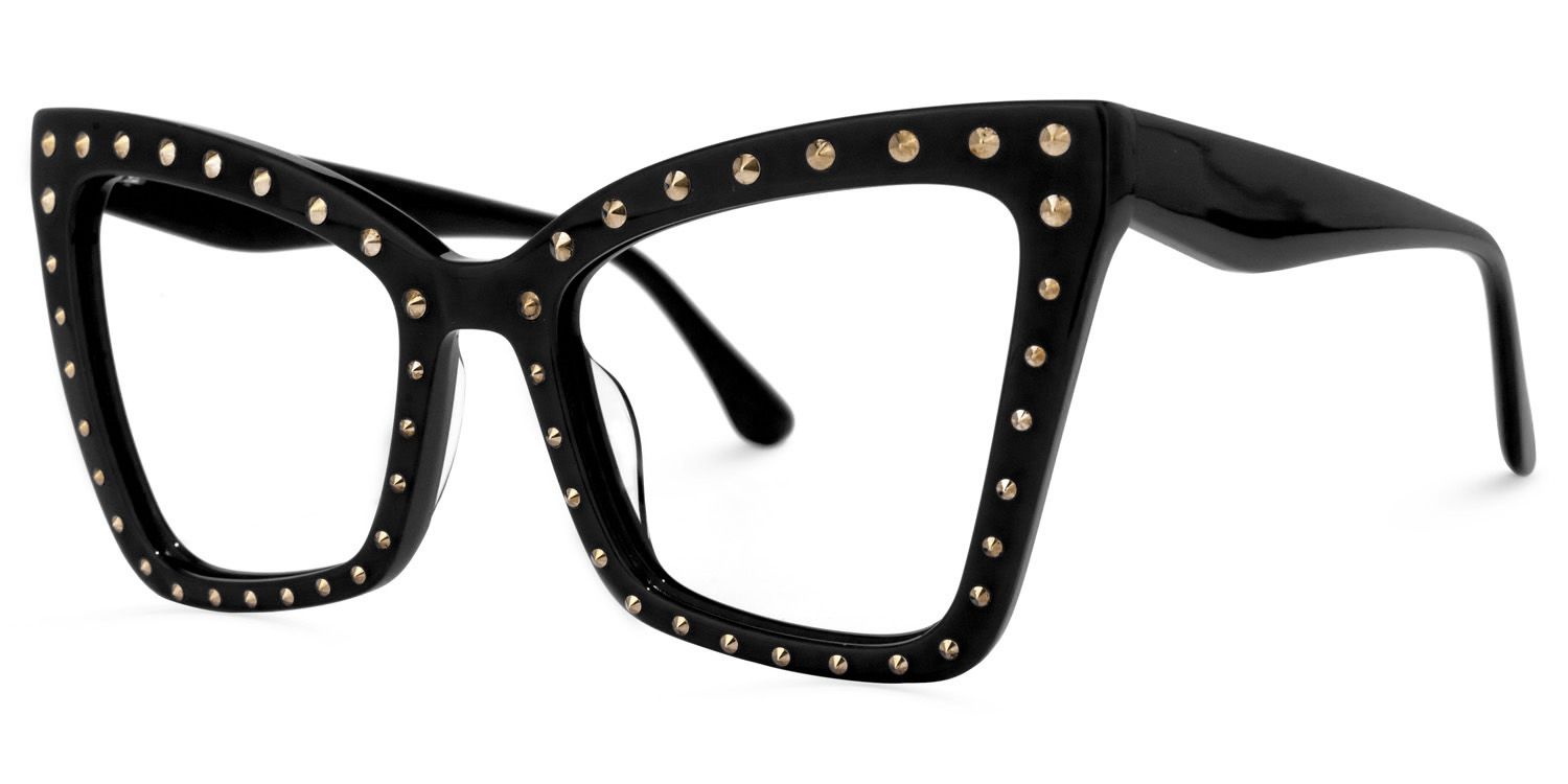 Cyndi - Square Black Eyeglasses | Vooglam Front View