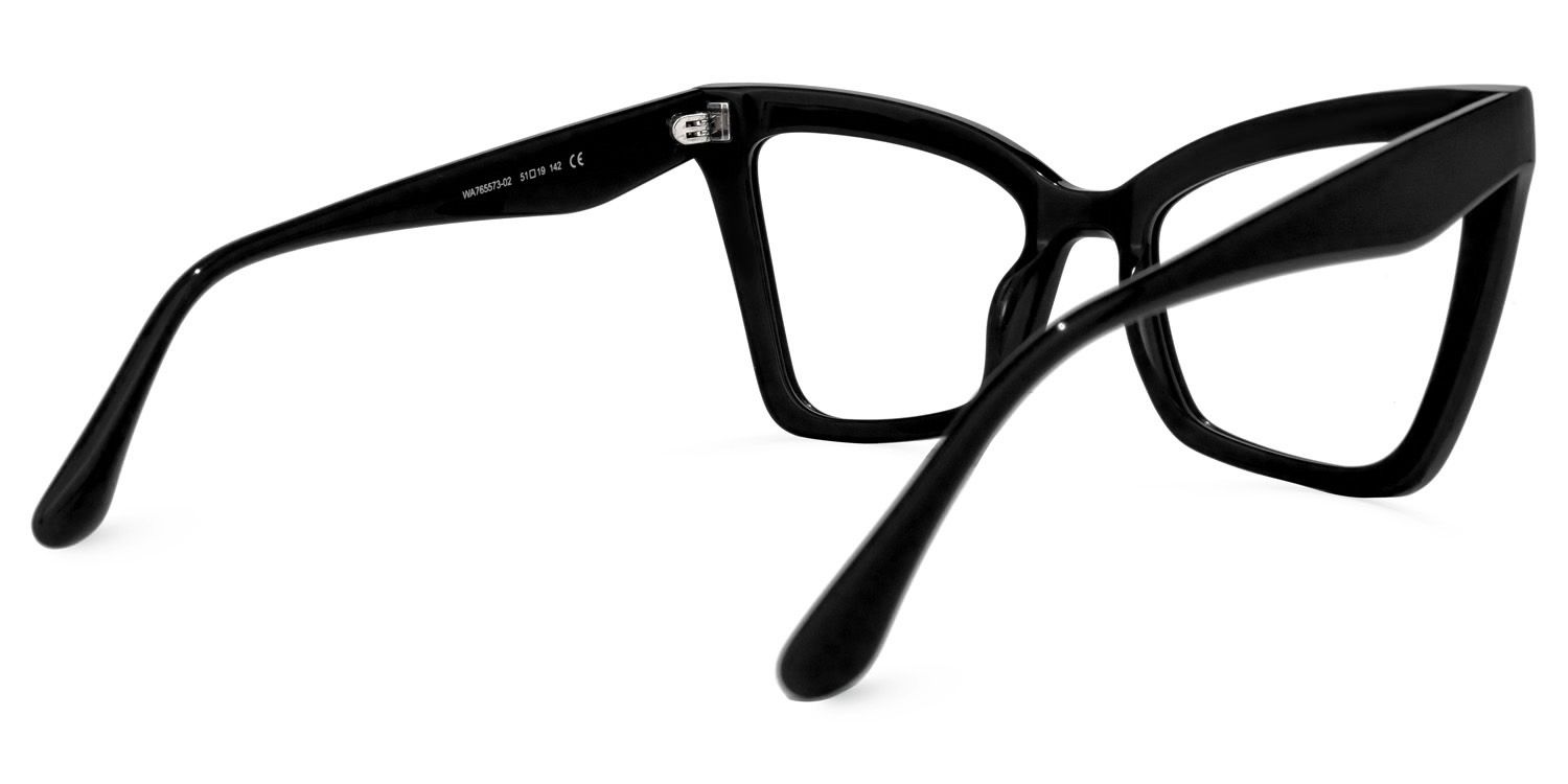 Cyndi - Square Black Eyeglasses | Vooglam Side View