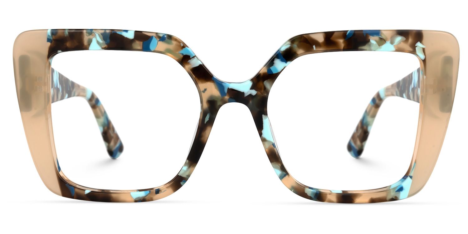 Giuseppina - Square Champagne Eyeglasses | Vooglam Angle View