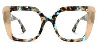 Giuseppina - Square Champagne Eyeglasses | Vooglam Angle View