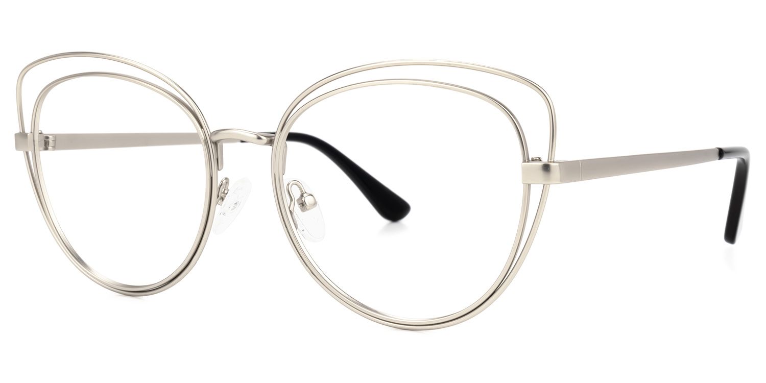 Cat Eye Silver Eyeglasses - 2