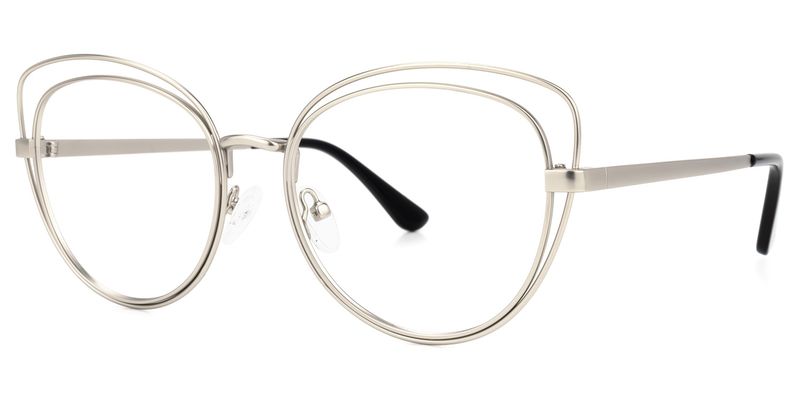 Thomas - Cat Eye Silver Eyeglasses