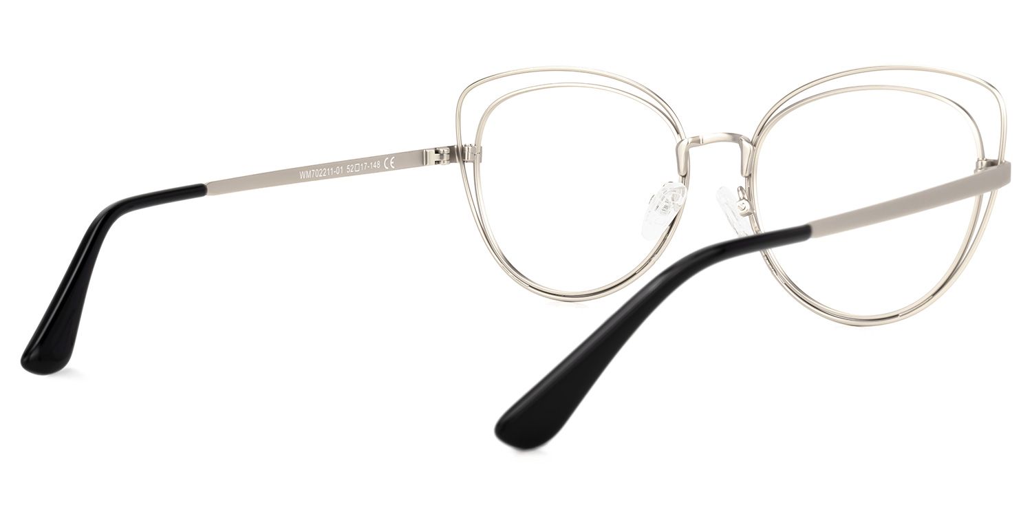 Cat Eye Silver Eyeglasses - 3