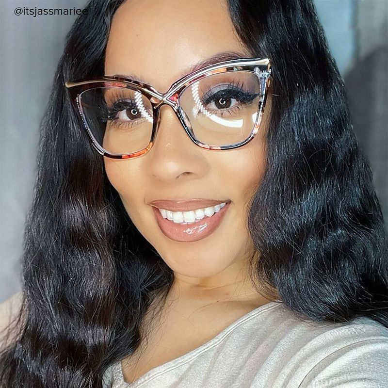 Janina - Cat Eye Floral Eyeglasses | Vooglam