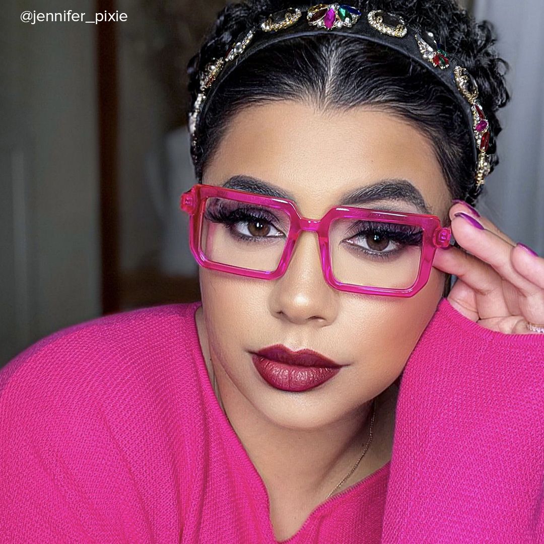 Cassiel - Rectangle Pink Eyeglasses - 8