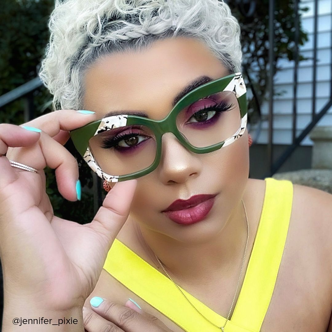 Terrie - Square Dark/Green Eyeglasses - 7