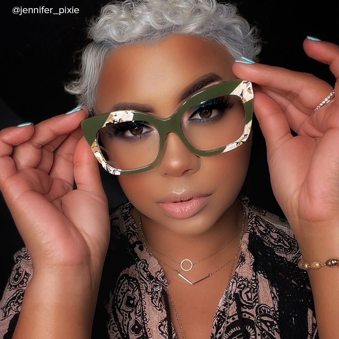 Terrie - Square Dark/Green Eyeglasses - 10