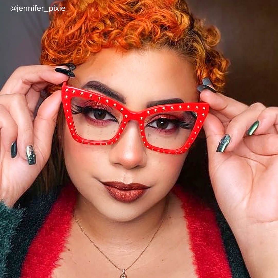 Cyndi - Square Red Eyeglasses - 7