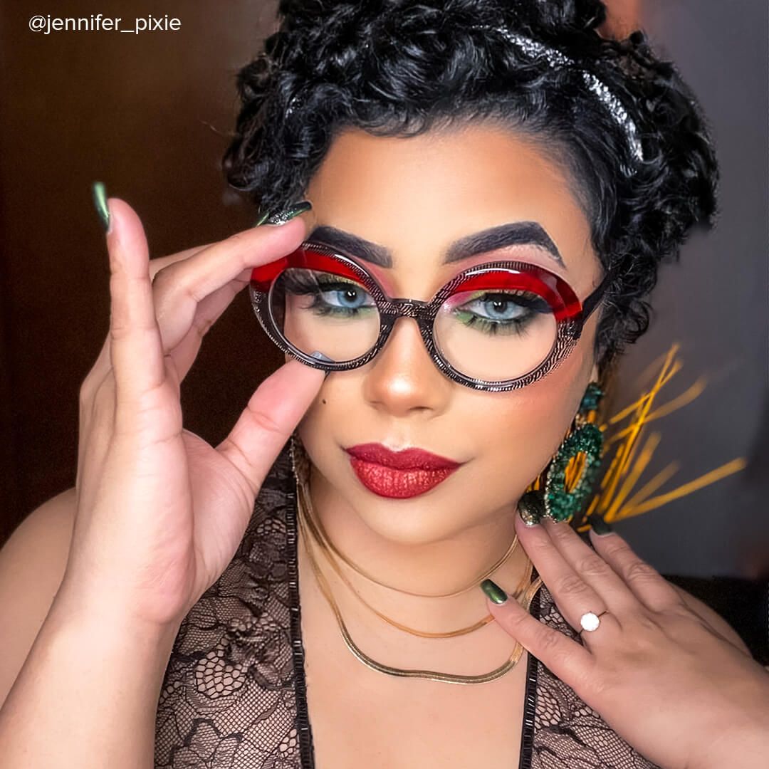 Tammy - Round Black/Crystal Eyeglasses - 6