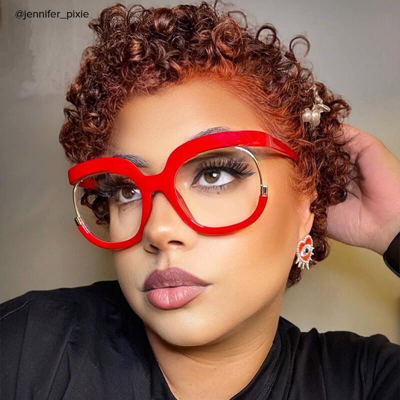 Fredia - Square Red Eyeglasses - 8