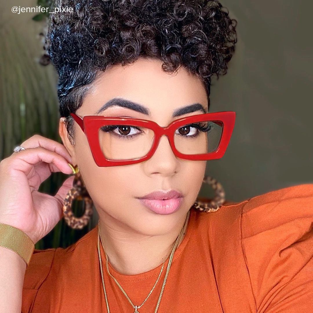 Sarah - Rectangle Red Eyeglasses - 9