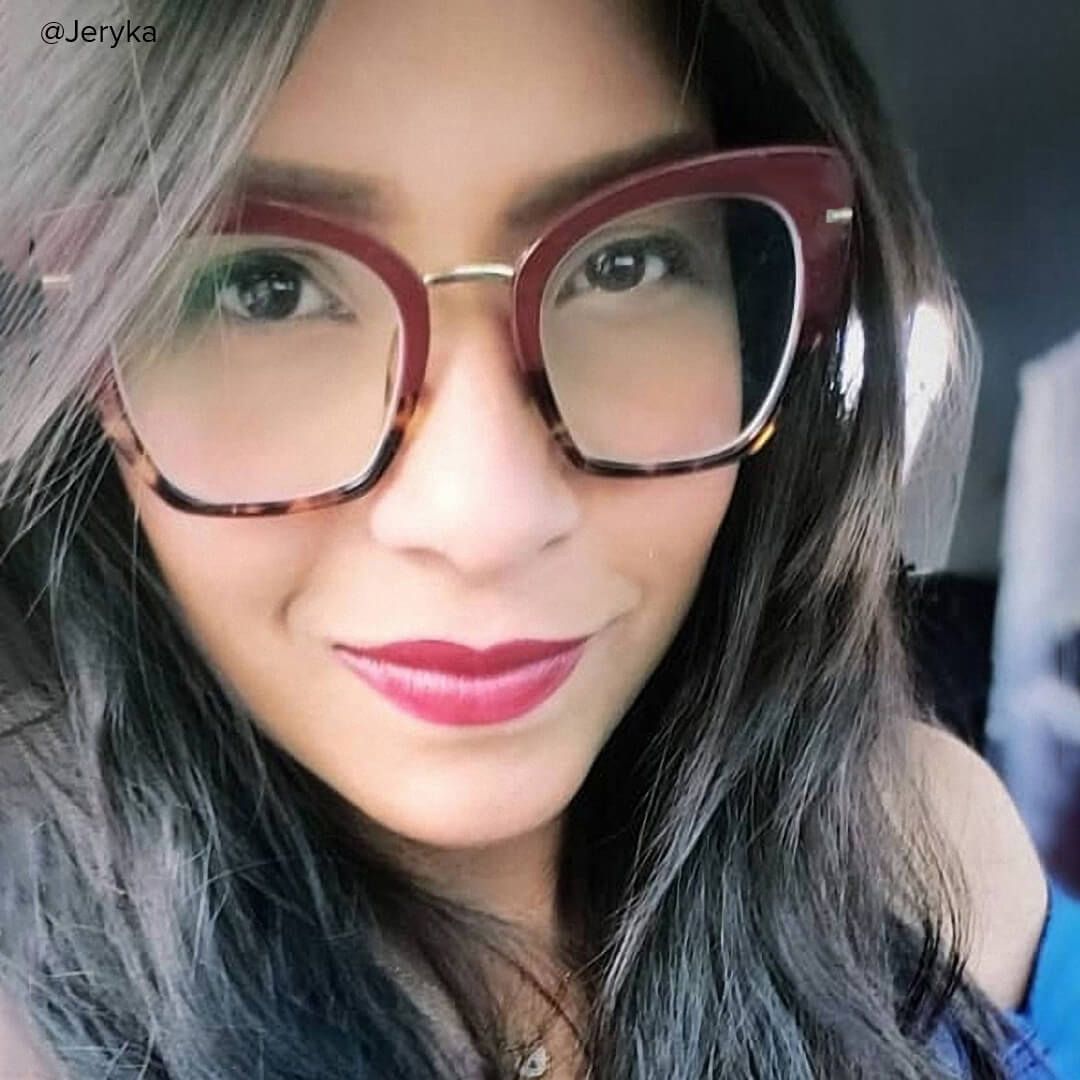 Paulina - Square Wine/Red Eyeglasses │Vooglam- 7