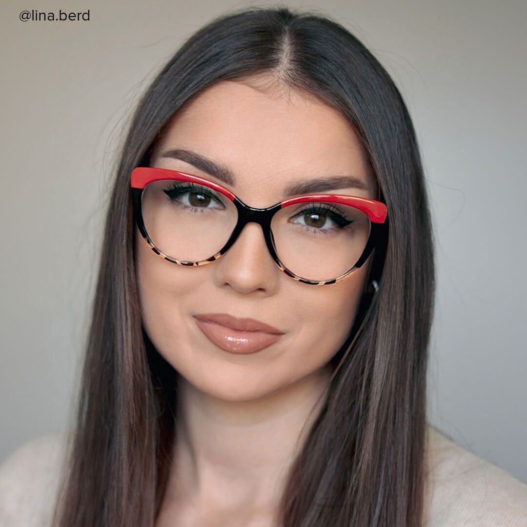 Trudie - Cat Eye Red Tortoise Eyeglasses - 11