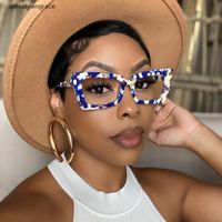 Sarah - Rectangle Blue Floral Eyeglasses - 6