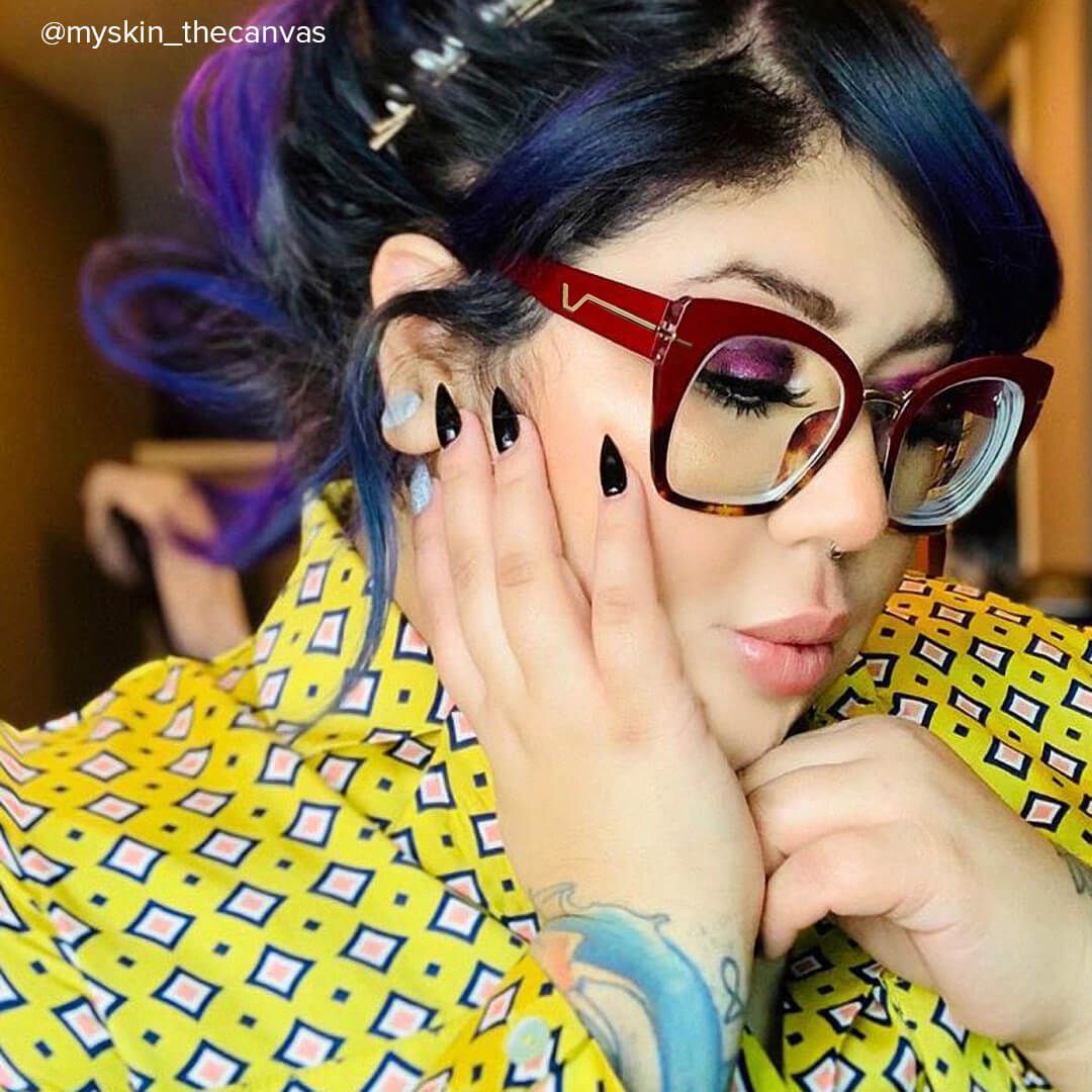 Paulina - Square Wine/Red Eyeglasses │Vooglam- 9