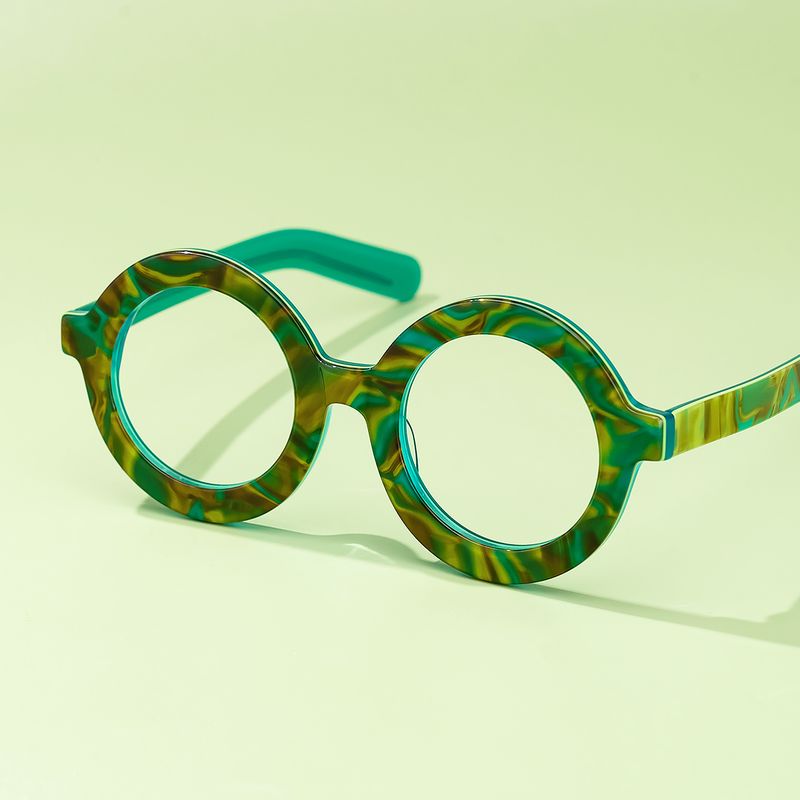 Almon - Round Green Eyeglasses - 5