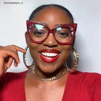 Carmine - Cat Eye Glitter Red Eyeglasses - 11