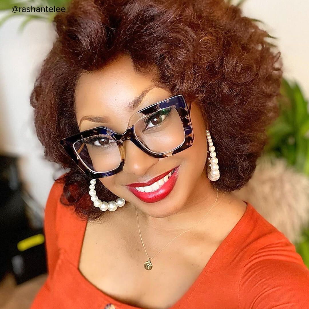 Adrienne - Square Blue Floral Eyeglasses - 6