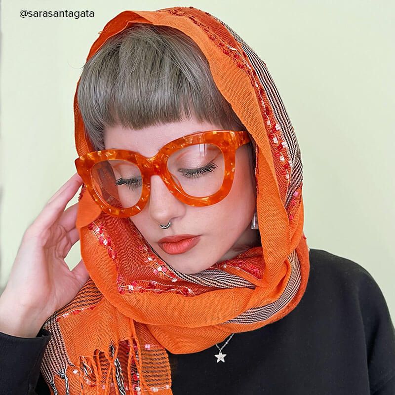 Jerrie - Round Orange Eyeglasses - 7
