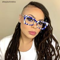 Sarah - Rectangle Blue Floral Eyeglasses - 7