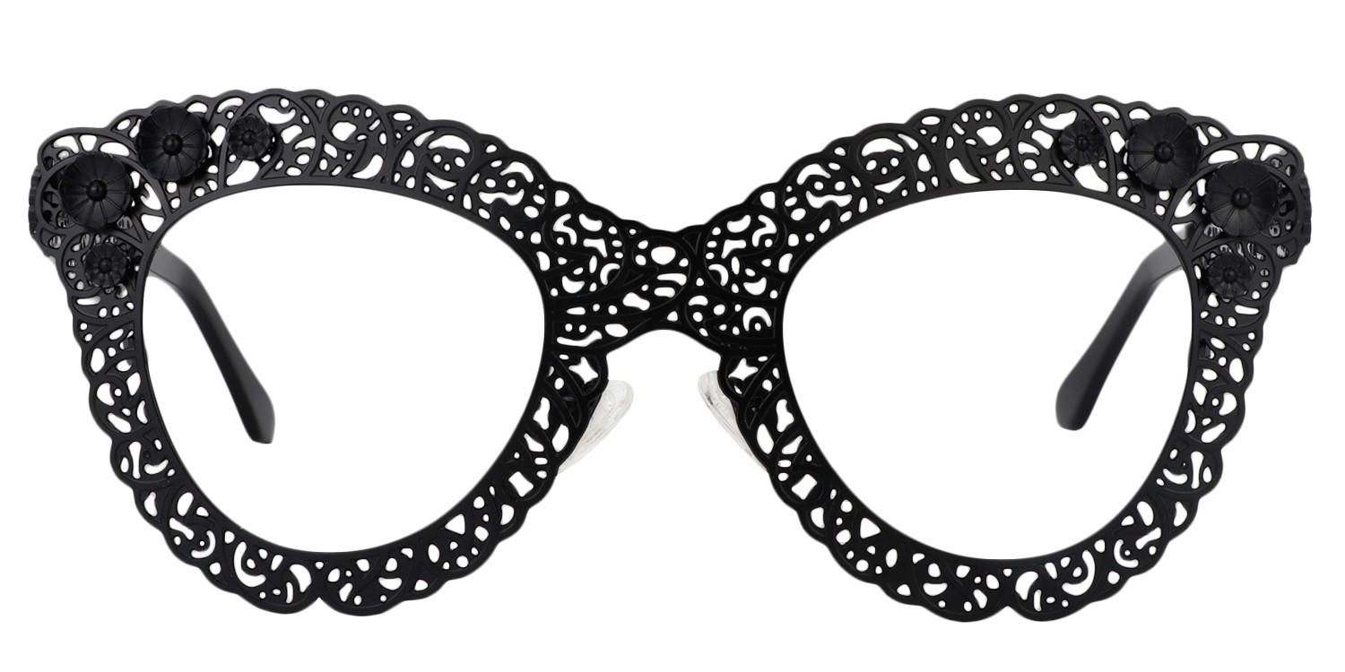 Bella - Butterfly Black Eyeglasses | Vooglam Angle View