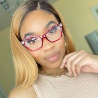 Annie - Rectangle Red Eyeglasses - 11