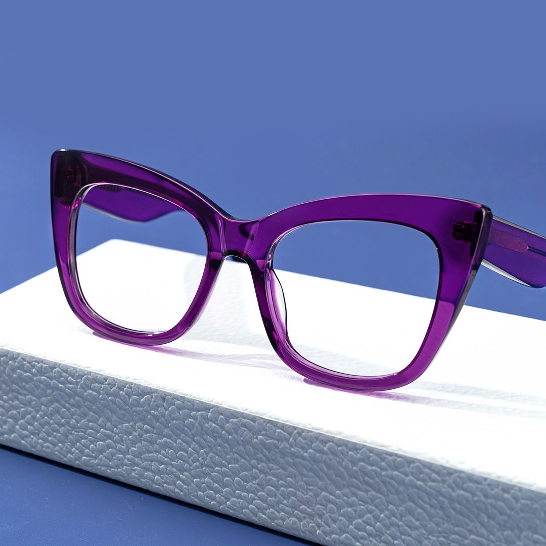 Escobar - Square Purple Eyeglasses | Vooglam On Model