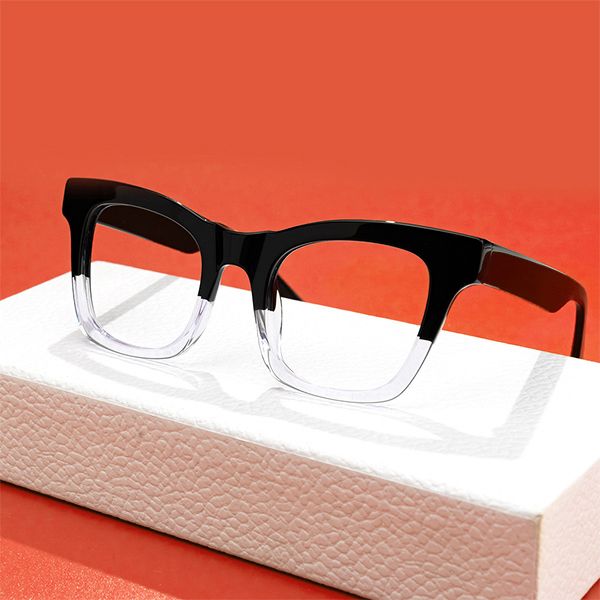 Stevens - Rectangle Two-tone Eyeglasses | Vooglam On Model