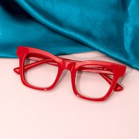 Stevens - Rectangle Red Eyeglasses | Vooglam On Model