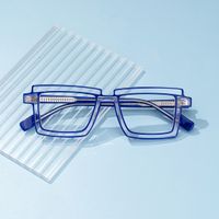 Joselyn - Rectangle Blue Eyeglasses | Vooglam On Model