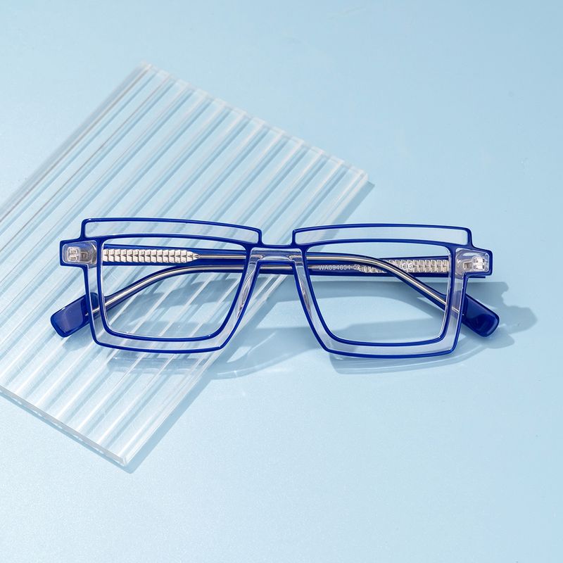 Joselyn - Rectangle Blue Eyeglasses - 5