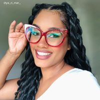 Carmine - Cat Eye Glitter Red Eyeglasses - 8