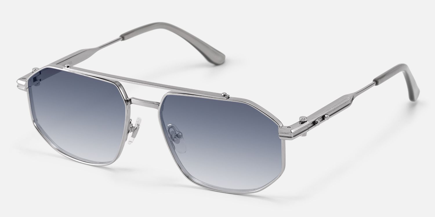 Ando - Light Gunmetal Gradient Gray Sunglasses by Vooglam - Front View