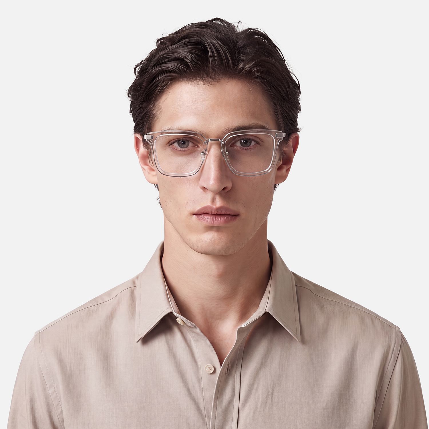 Kassel - Lightweight Clear Square Mixed Glasses by Vooglam - On Model