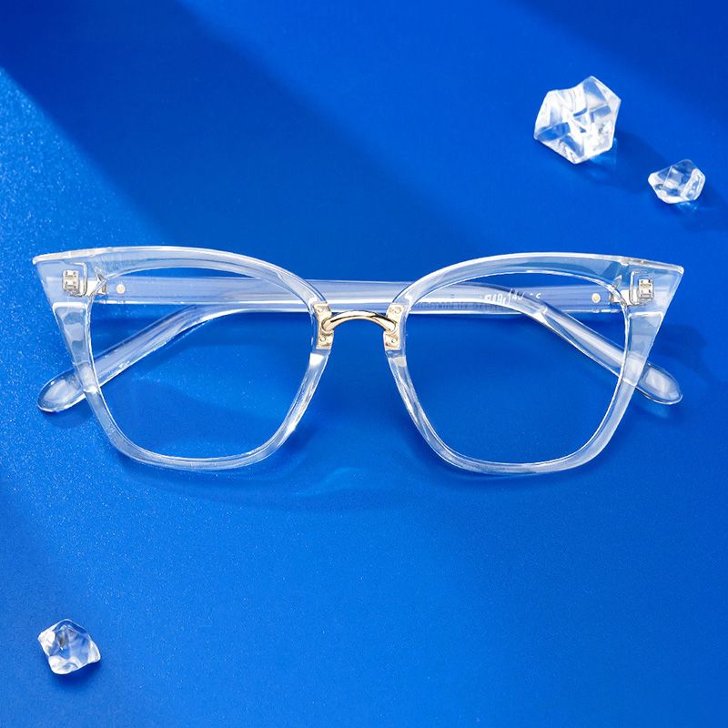 Tacita - Cat Eye Crystal Clear Eyeglasses | Vooglam On Model